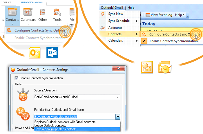 For identical Outlook and Gmail items